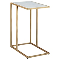 C-Shape Accent Table with White Marble Top