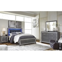 3 Piece Full Upholstered Bed, 6 Drawer Dresser, Mirror and 2 Drawer Nightstand Set