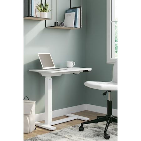 White Adjustable Height Home Office Side Desk