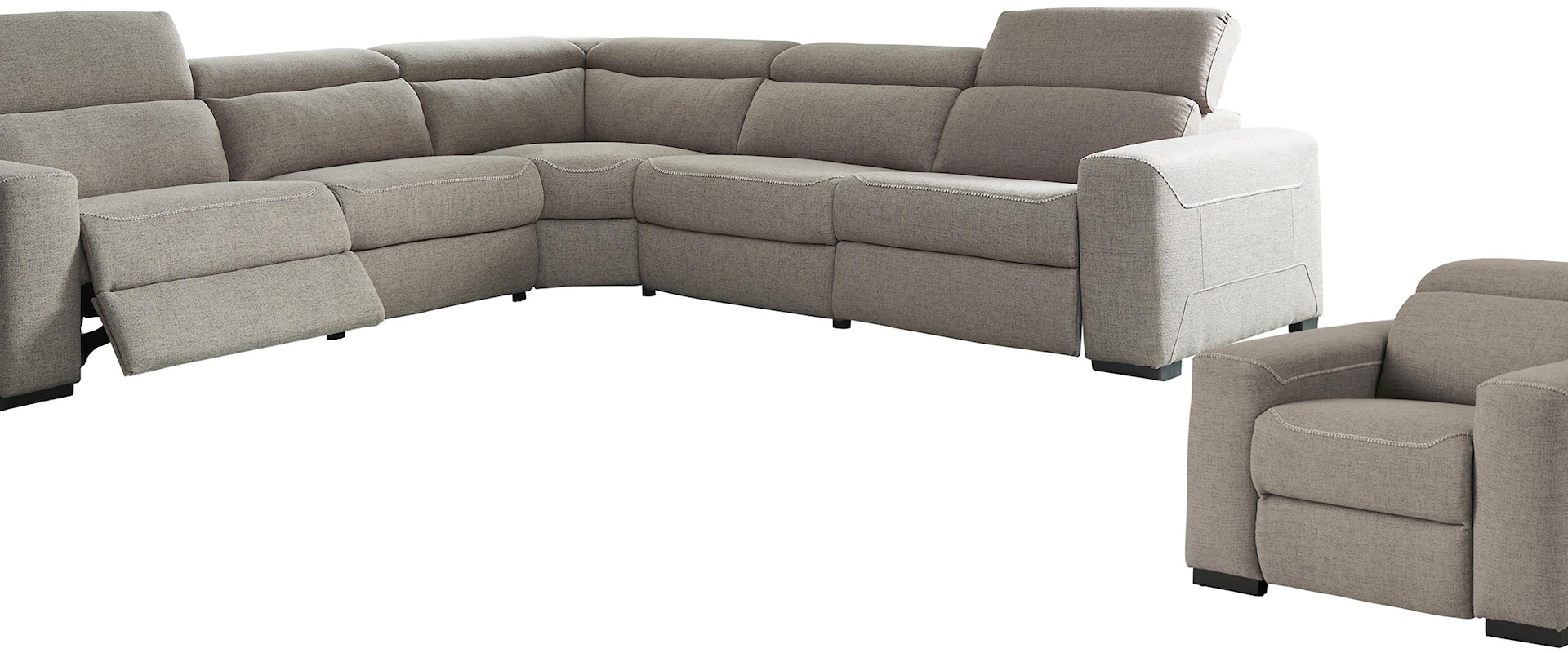 5 Piece Power Reclining Sectional Sofa and Power Recliner set