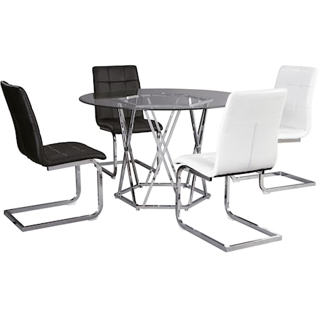 Contemporary 5-Piece Dining Set with Glass Top