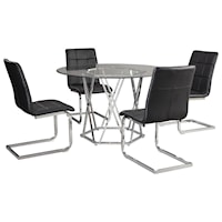 Contemporary 5-Piece Dining Set with Glass Top