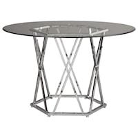 Contemporary Round Dining Room Table with Glass Top