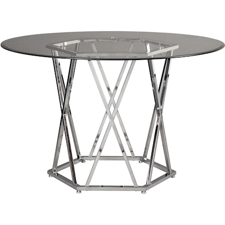 Contemporary Round Dining Room Table with Glass Top