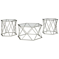 Contemporary Metal & Glass Occasional Table Set