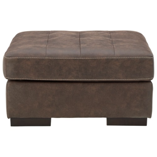 Faux Leather Oversized Accent Ottoman with Tufted Top