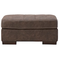 Faux Leather Ottoman with Tufted Top