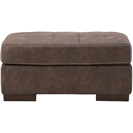 Faux Leather Ottoman with Tufted Top