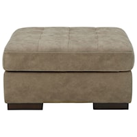 Faux Leather Oversized Accent Ottoman with Tufted Top