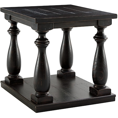 Rustic Black Finish Rectangular End Table