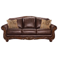 Traditional Leather Match Sofa