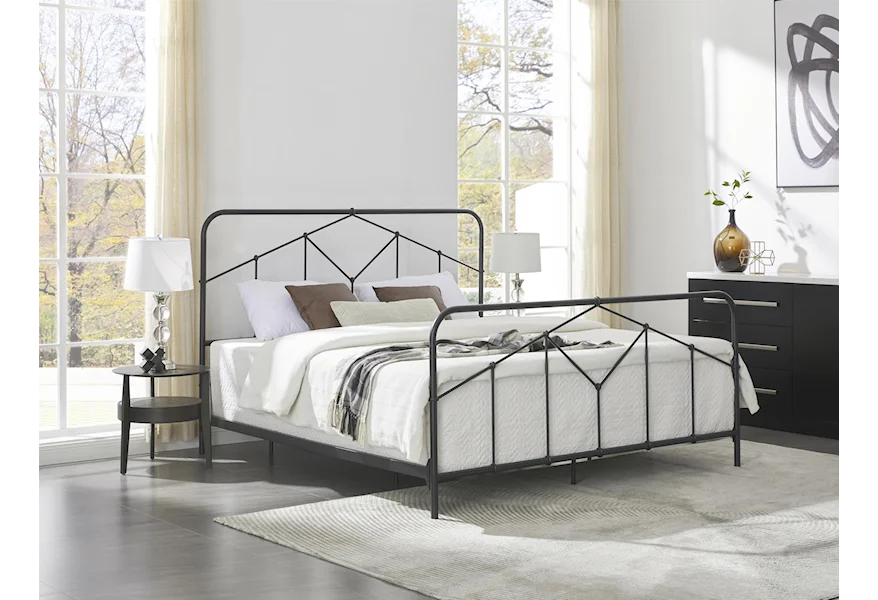 Nashburg King Metal Bed in Black Finish by Signature Design by Ashley at Sam Levitz Furniture