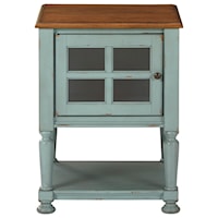 Antique Teal/Brown Accent Cabinet with Glass Door