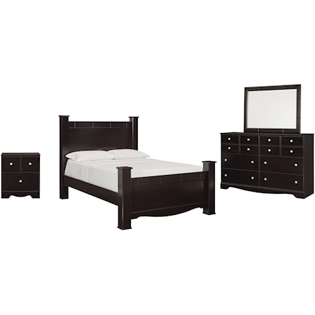 East King Bed Dresser Mirror and Nightstand