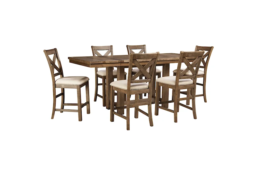 Moriville 7-Piece Rectangular Ext Counter Table Set by Signature Design by Ashley at Furniture Fair - North Carolina