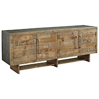 Industrial Reclaimed Pine Extra Large 72" TV Stand with Faux Metal Top