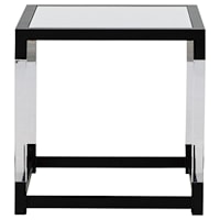 Square Metal/Acrylic End Table with Glass Top