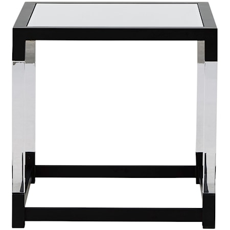 Square Metal/Acrylic End Table with Glass Top