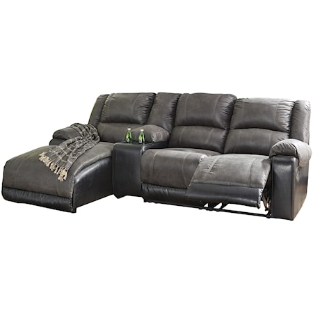 Reclining Chaise Sofa with Storage Console