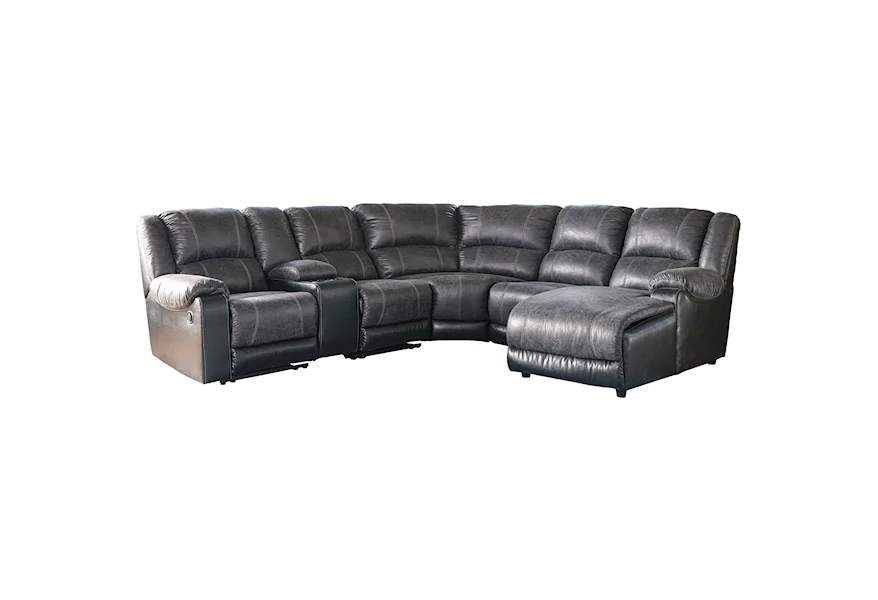 Nantahala Reclining Sectional with Chaise & Console by Signature Design by Ashley at Royal Furniture
