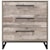 Signature Design by Ashley Neilsville Rustic 3-Drawer Chest with Butcher Block Pattern and Metal Sled Legs