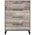 Signature Design by Ashley Neilsville Rustic 4-Drawer Chest with Butcher Block Pattern and Metal Sled Legs
