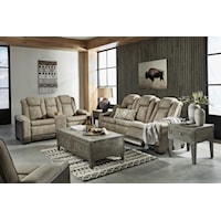 Power Reclining Sofa with Drop Down Center Console and Power Recliner Set
