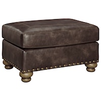 Traditional Ottoman with Nailhead Trim