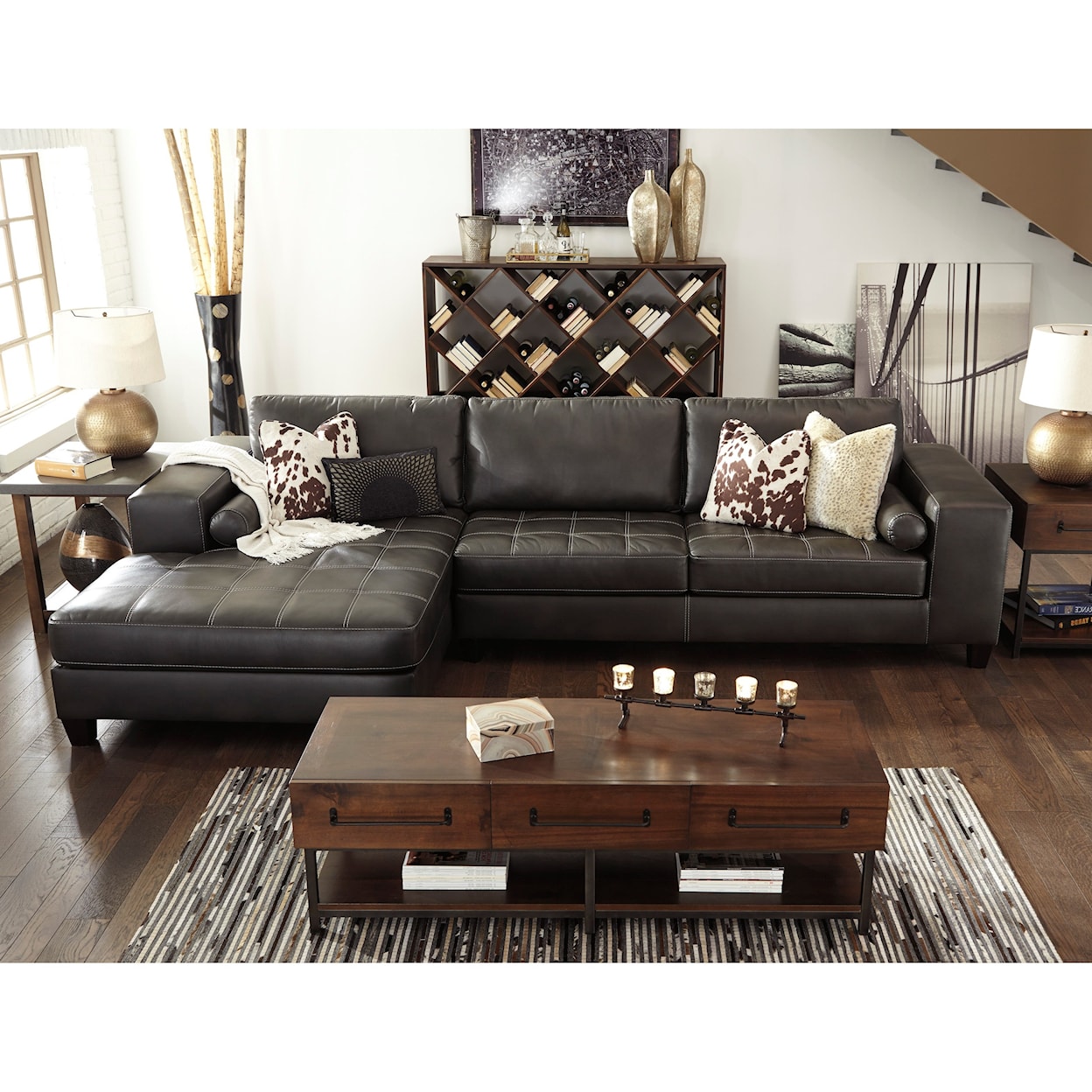 Benchcraft Nokomis 2-Piece Sectional with Chaise