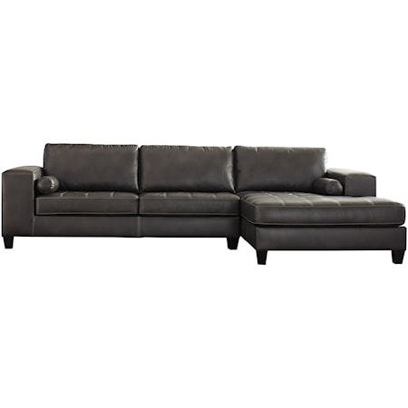 Faux Leather 2-Piece Sectional with Right Chaise