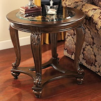 Round End Table With Glass Top