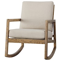 Upholstered Rocking Accent Chair with Exposed Wood Frame