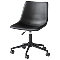 Home Office Swivel Desk Chair in Black Faux Leather