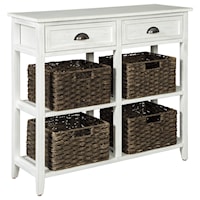 Storage Console Table with 4 Woven Baskets