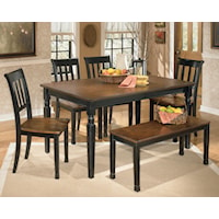 6-Piece Rectangular Table Set with Bench