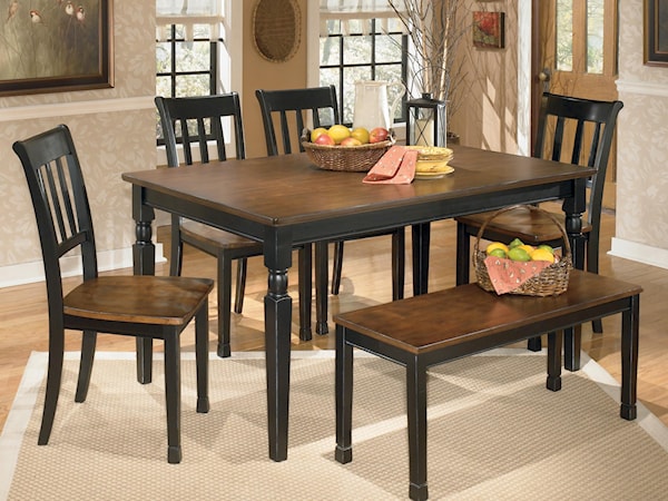 6-Piece Rectangular Table Set with Bench