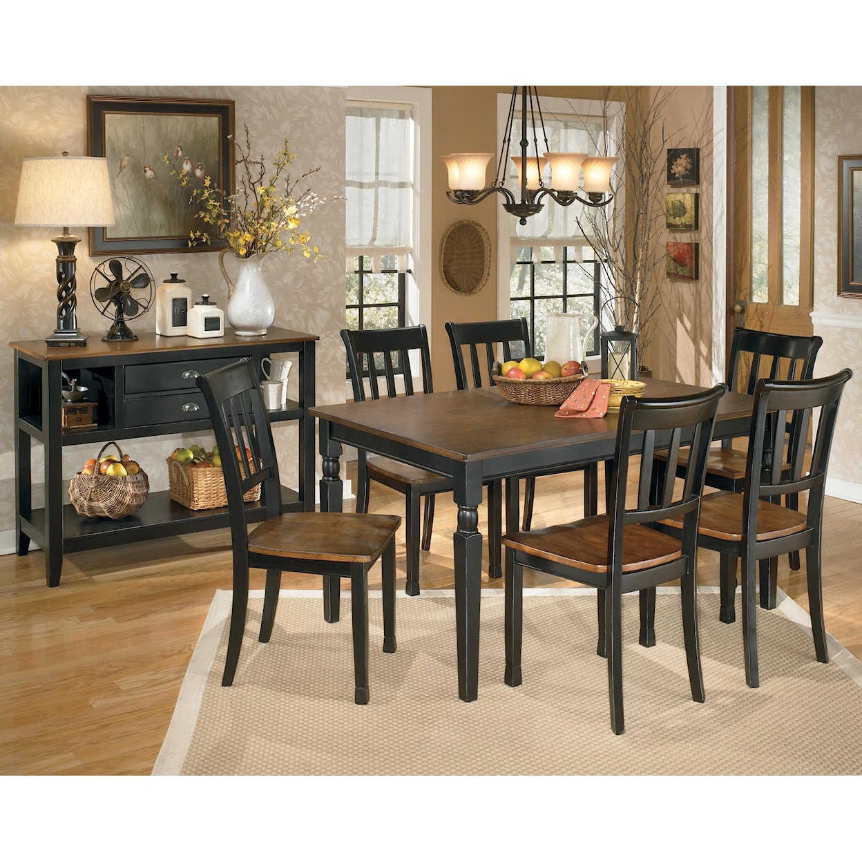 Ashley Furniture Signature Design Owingsville 7-Piece Rectangular Dining Table Set