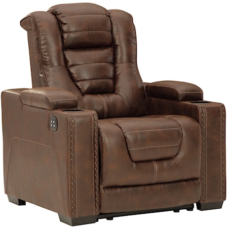 Faux Leather Power Recliner with Adjustable Headrest