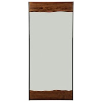 Contemporary Metal/Wood Floor Mirror with Faux Live Edge