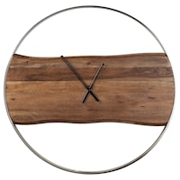 Contemporary Metal/Wood Wall Clock with Faux Live Edge