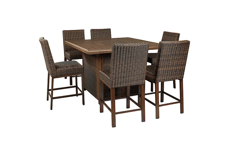 Paradise Trail 7 Piece Outdoor Firepit Table Set by Signature Design by Ashley at Goods Furniture