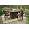 Signature Design by Ashley Paradise Trail 7 Piece Outdoor Firepit Table Set