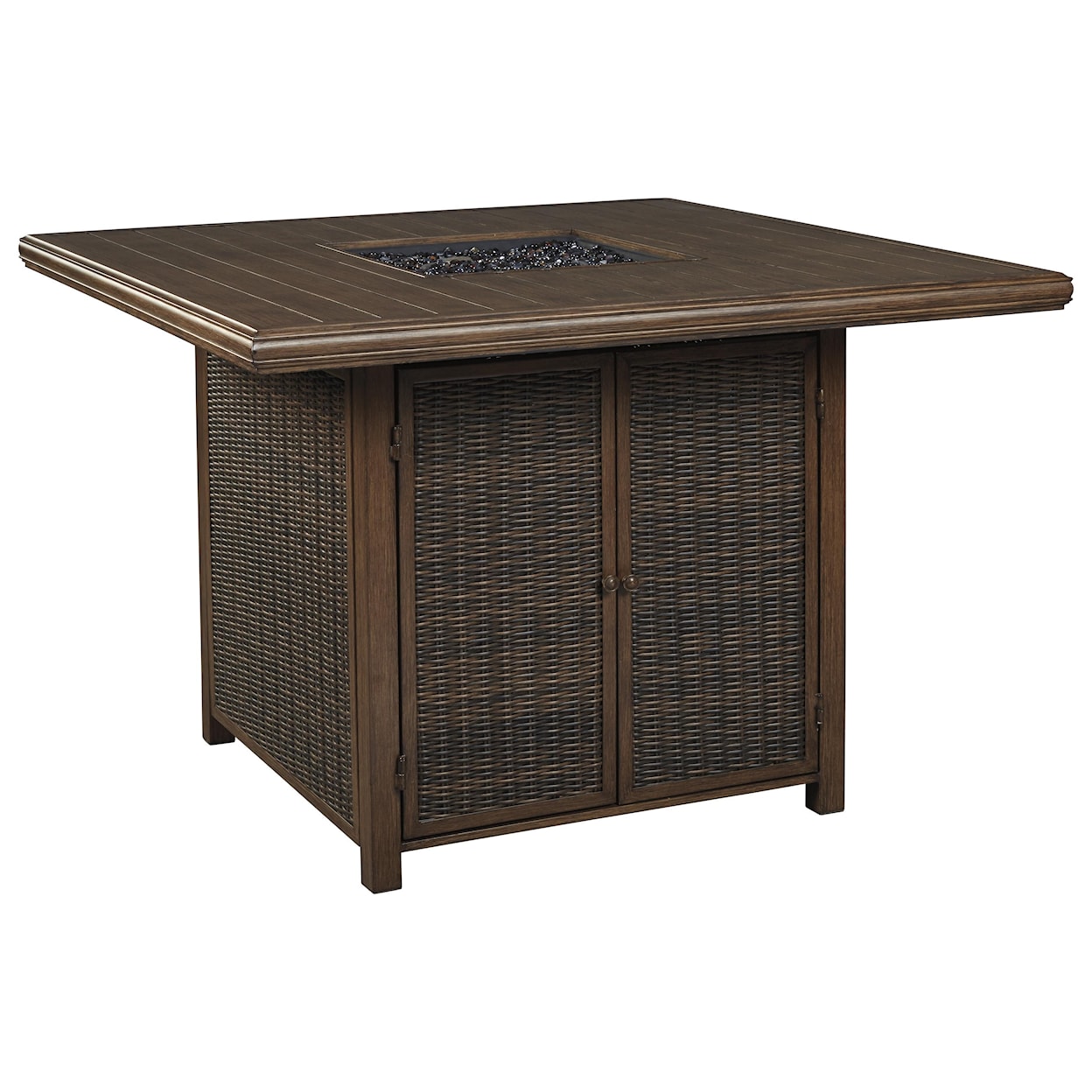 Signature Design by Ashley Paradise Trail Square Bar Table with Fire Pit