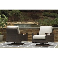 Set of 2 Resin Wicker Swivel Lounge Chairs