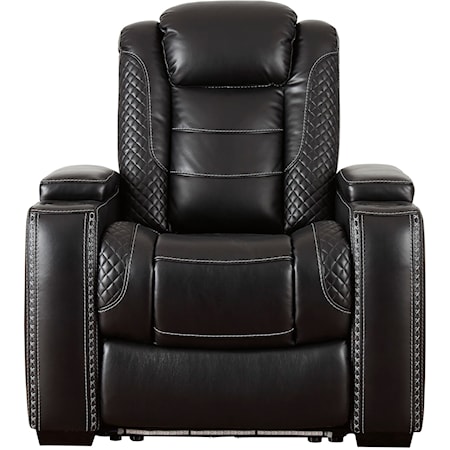 Faux Leather Power Recliner with Adjustable Headrest & Theater Lighting