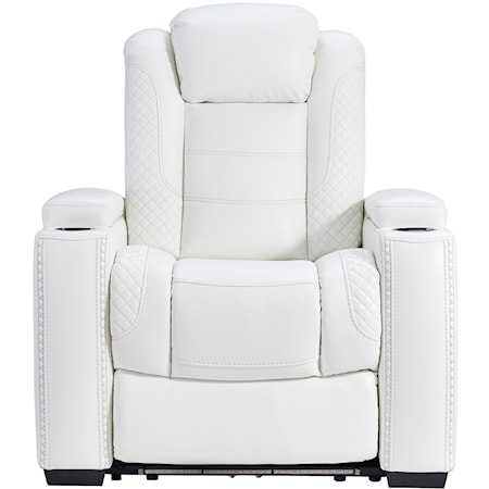 Faux Leather Power Recliner with Adjustable Headrest & Theater Lighting