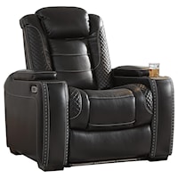 3 Faux Leather Power Recliners with Adjustable Headrest & Theater Lighting Set