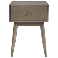 Mid-Century Modern Accent Table with Drawer and 2 USB Ports