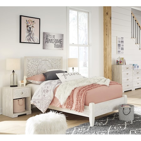 Twin Panel Bed and Nightstand Package