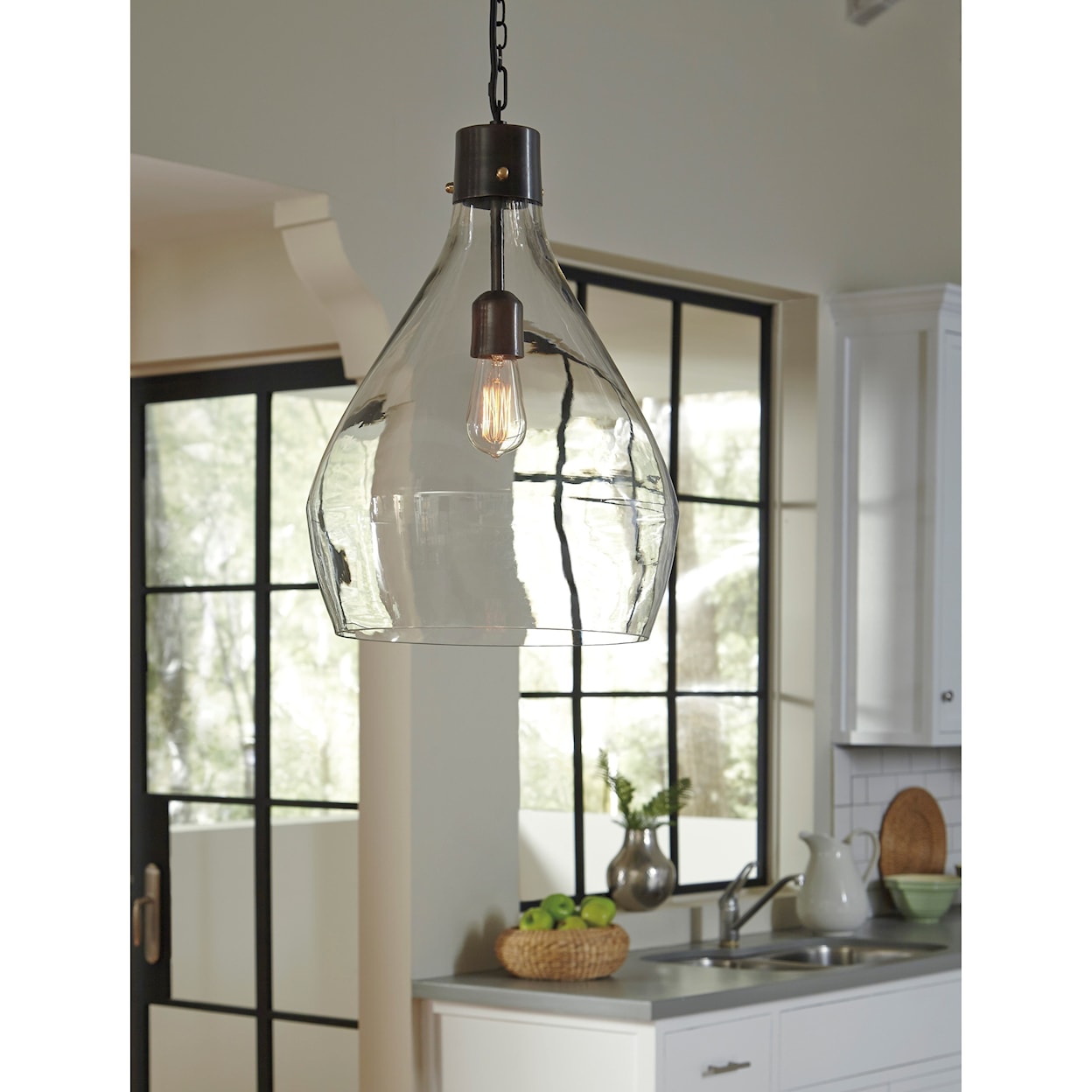Signature Design by Ashley Pendant Lights Avalbane Clear/Gray Glass Pendant Light